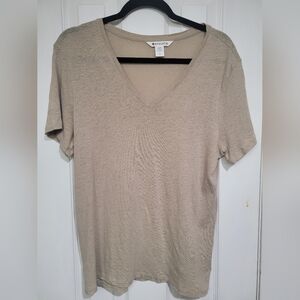 Athleta Beige V-Neck T-Shirt